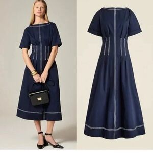 J. Crew short sleeve pintuck‎ midi dress in stretch twill 4